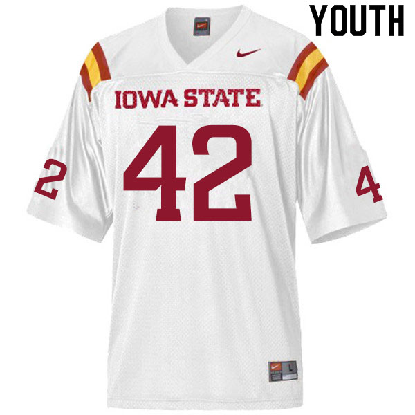 Youth #42 Jack Tiarks Iowa State Cyclones College Football Jerseys Sale-White - Click Image to Close